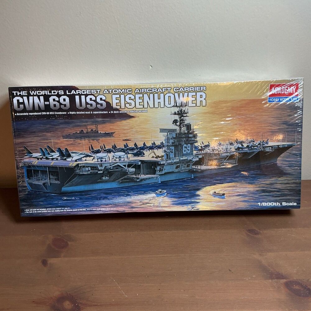 ACADEMY CVN-69 EISENHOWER ATOMIC AIRCRAFT CARRIER 1/800 STATIC MODEL KIT NOB